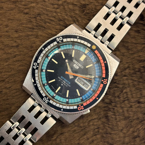 SEIKO 5スポーツ ブルーベゼル 腕時計 6119-6050 傷多 稼働品 SEIKO / セイコー 腕時計 メンズ 5スポーツ Ref.6119-6050 1969
