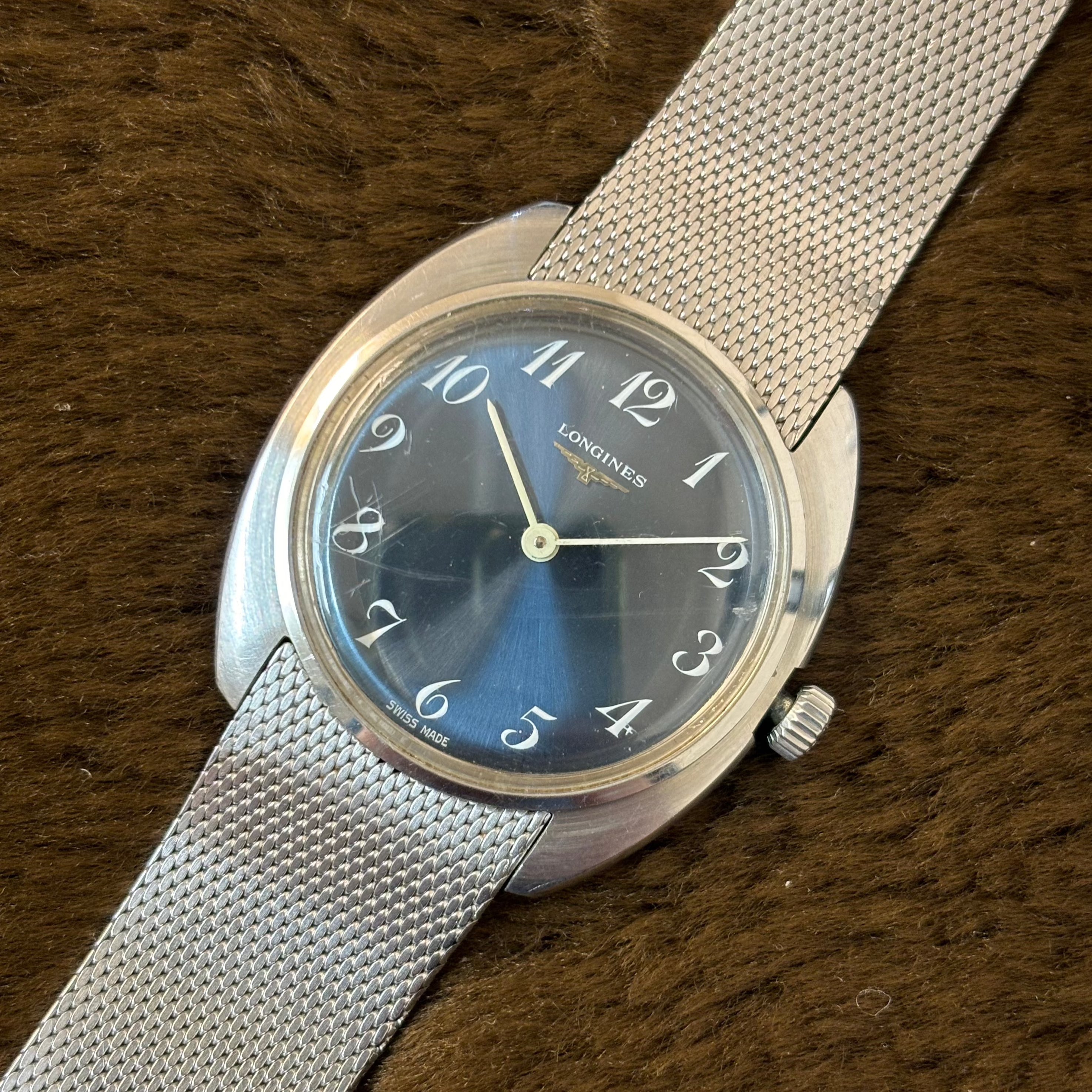 LONGINES / ロンジン 手巻き ブルー文字盤 アラビア数字 メッシュブレス – Reality Watches