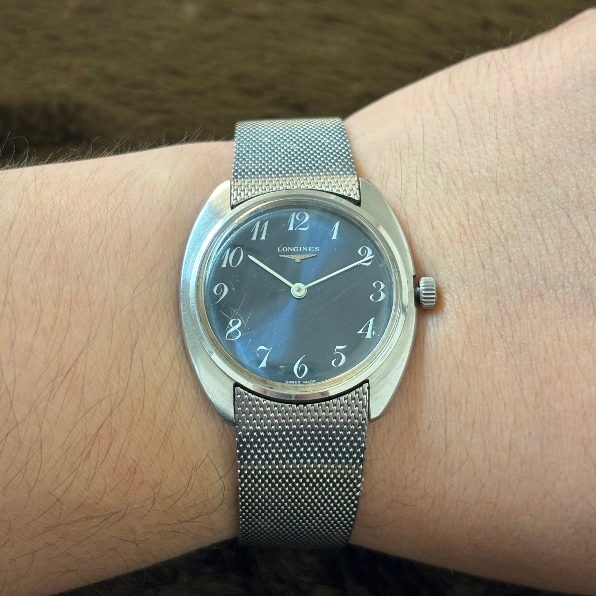 中古レトロ Longines 八角形 腕時計 青 手巻き(ベルト無し) 中古レトロ Longines 八角形 腕時計 青 手巻き(ベルト無し)