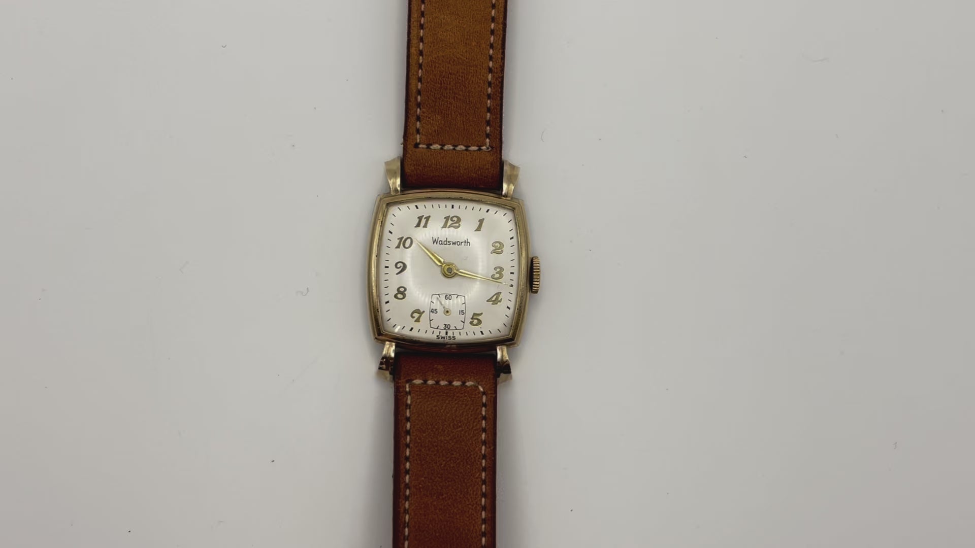 【最終値下】貴重【1950年代頃】Wadsworth スイス製 手巻き 腕時計 Wadsworth / ワズワース 腕時計 メンズ スクエア 手巻き スモセコ 1940